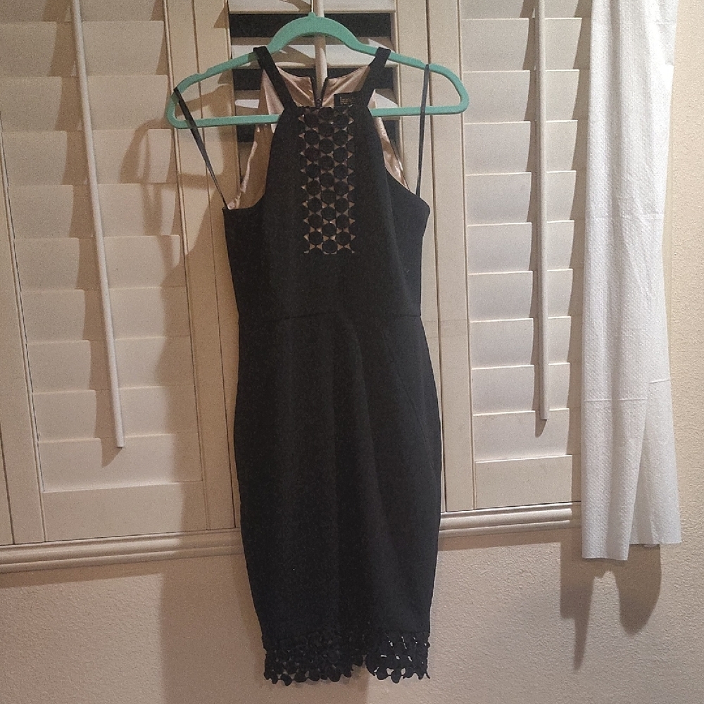 Laundry By Shelli Segal Black Halter Sheath Midi Dress
